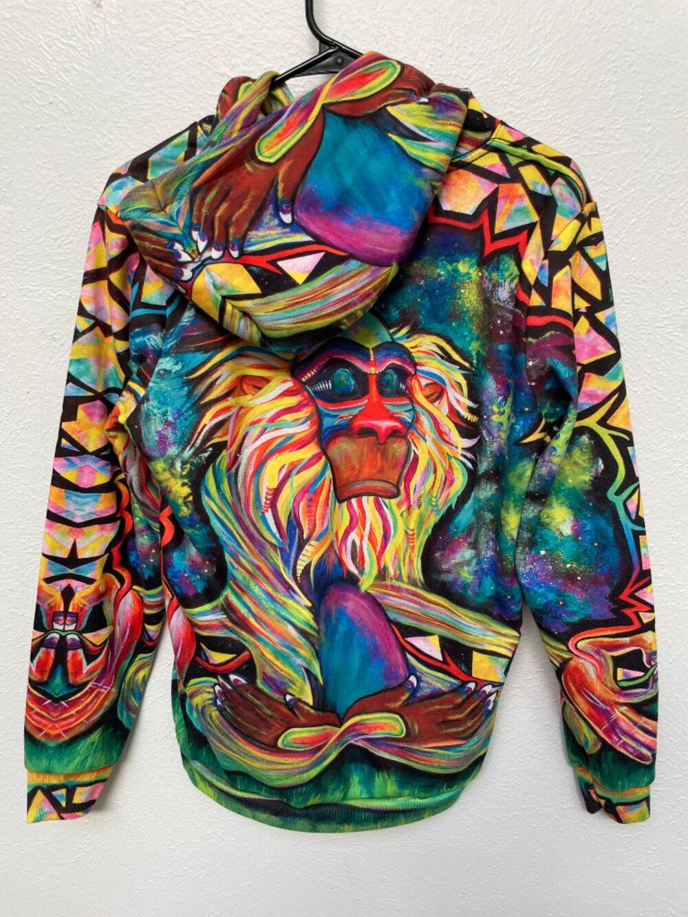 Electro Threads Meditating Rafiki All-Over Print Hoodie XS - Picture 3 of 5